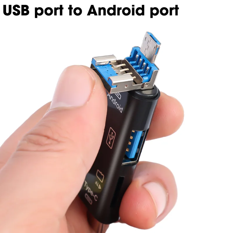 5 In 1 Multifunction Usb 2.0 Type C/Usb /Micro Usb/Tf/SD Memory Card Reader OTG Card Reader Adapter Mobile Phone Accessories