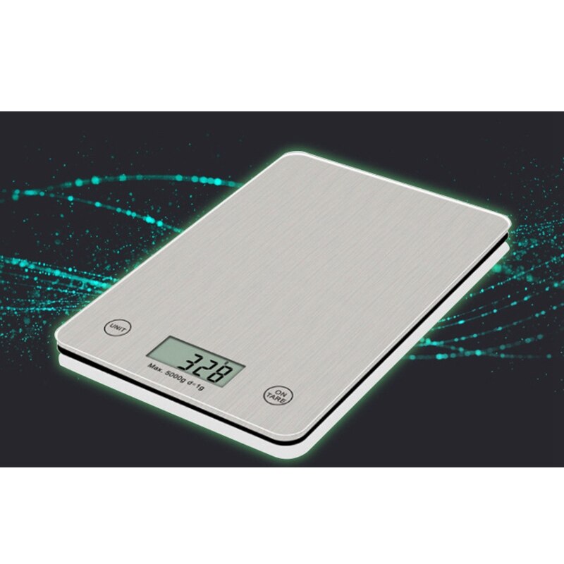 digital kjøkkenvekt, multifunksjonell matvekt med ledet sn vise, herdet glassplattform, batteri inkludert