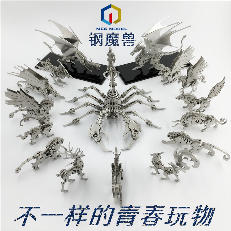 3D Overlord Feuer-Atmen Eis Drache Skorpion König DIY Metall Puzzle Spiel Montage kinder Spielzeug Montage Ornamente
