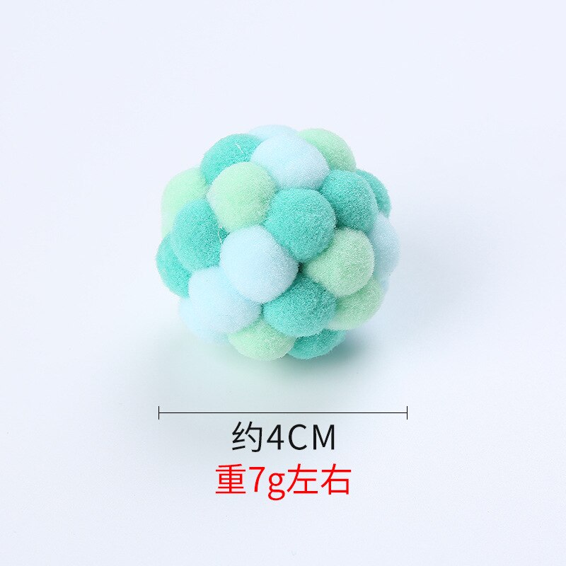 Kat Speelgoed Kleurrijke Handgemaakte Bouncy Bal Kitten Speelgoed Pluche Bell Bal Muis Speelgoed Planeet Bal Kat Speelgoed Interactieve Huisdier levert: S blue green