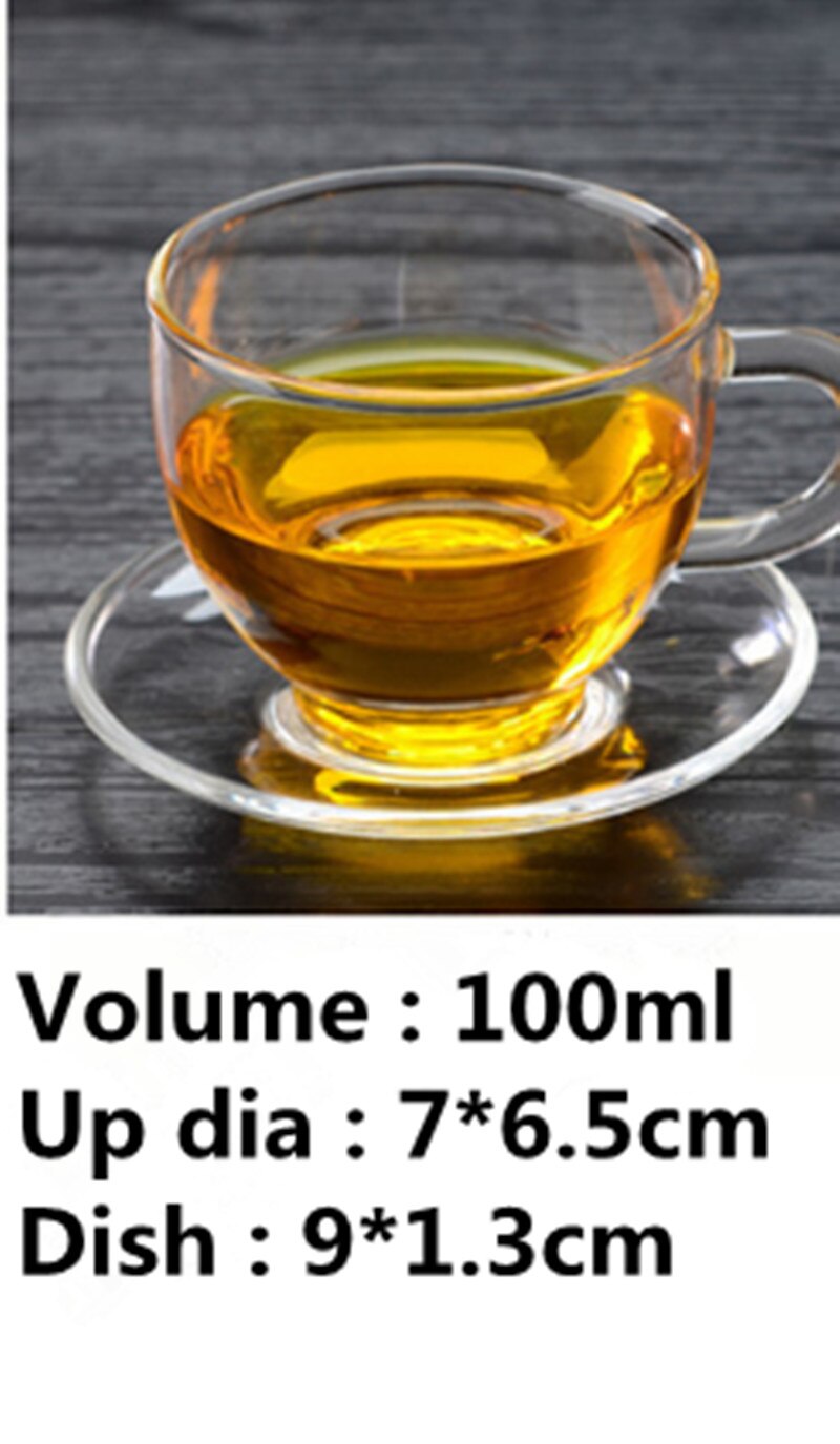 Glazen kopje kleine theekop kungfu theeset met bord met handvat glazen kom kopje theekopjes