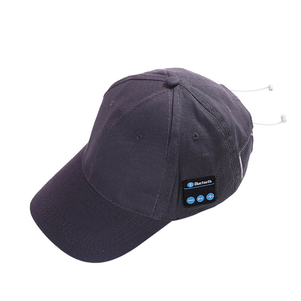 Trådløs bluetooth hat udendørs sport baseball cap hovedtelefoner kalder musik sun cap trådløse hovedtelefoner til løb: Grå