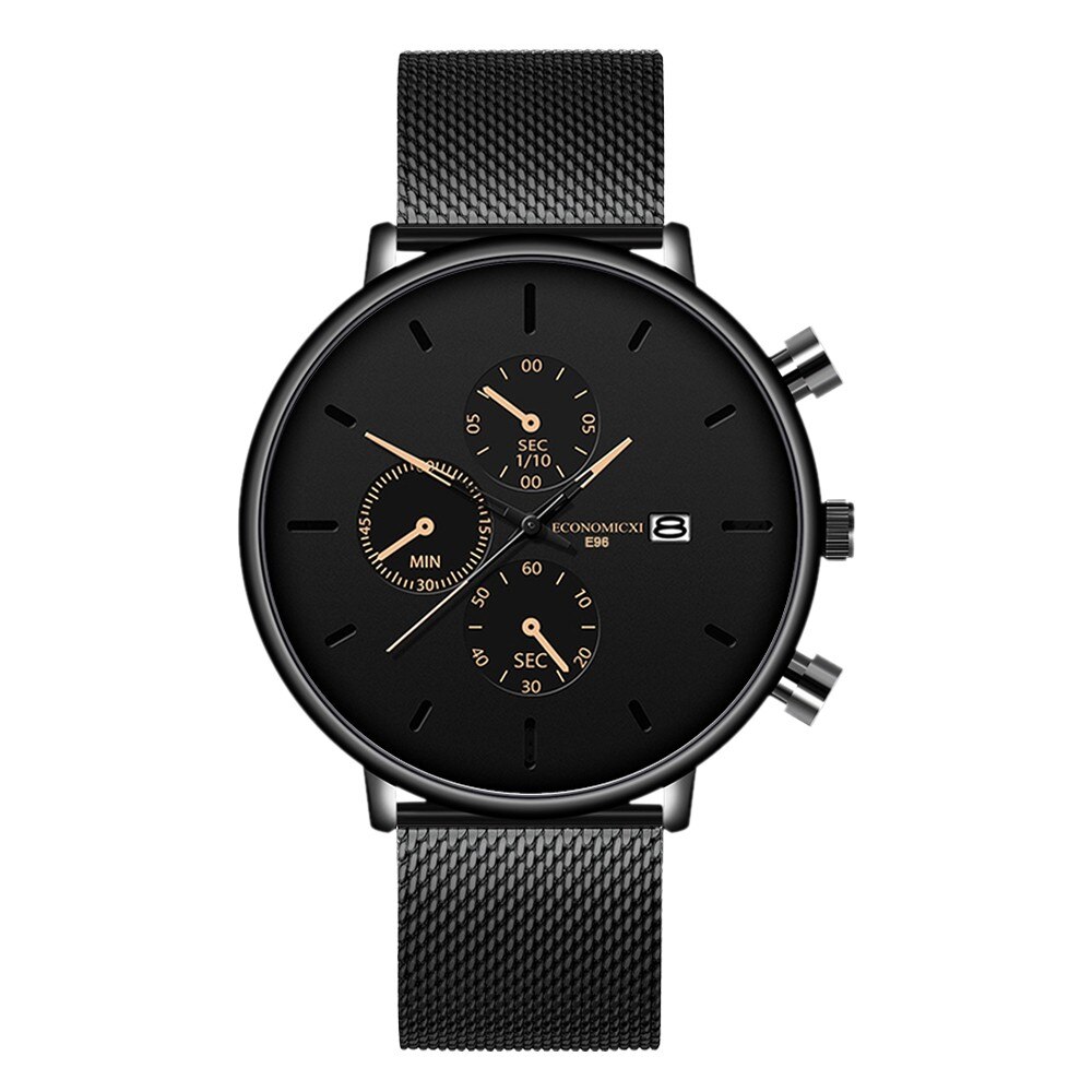Relojes ECONOMICXI para hombre reloj de cuarzo luminoso para hombre reloj deportivo resistente al agua de acero malla delgada informal reloj Masculino #12