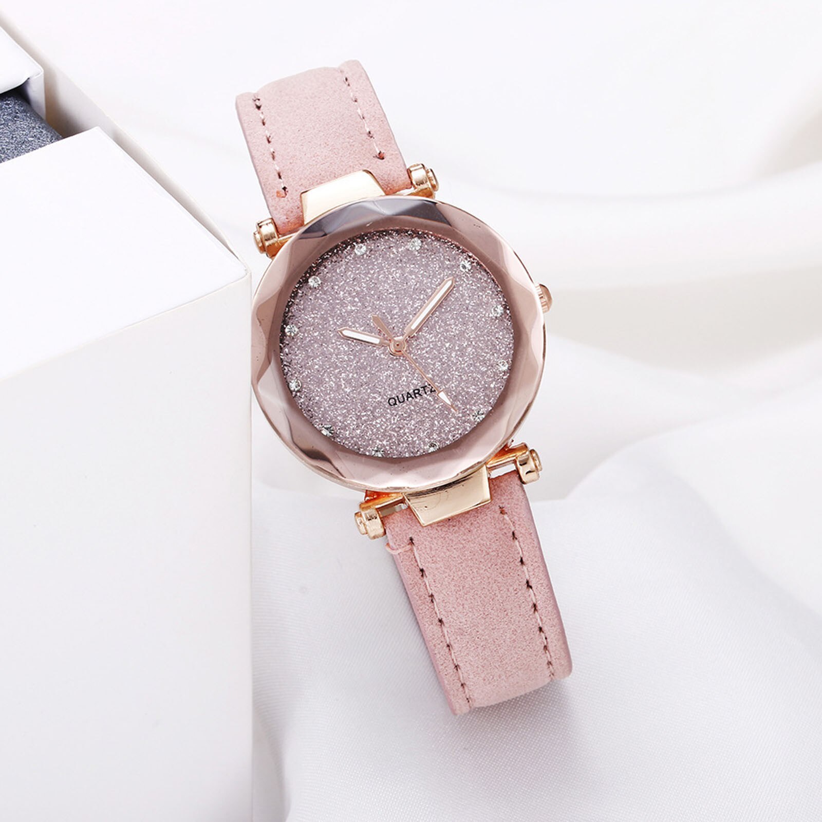 Quartz Horloges Modieuze Star Sky Prachtige Diamanten Retro Lederen Band Quartz Dames Horloge Relogio Feminino Montre Femme