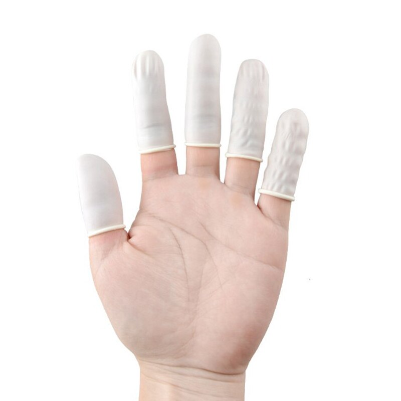 100 stk / sæt engangs latex fingerhandske antislip finger barnesenge beskyttelseshandsker til skønhed smykker arbejde håndværktøj