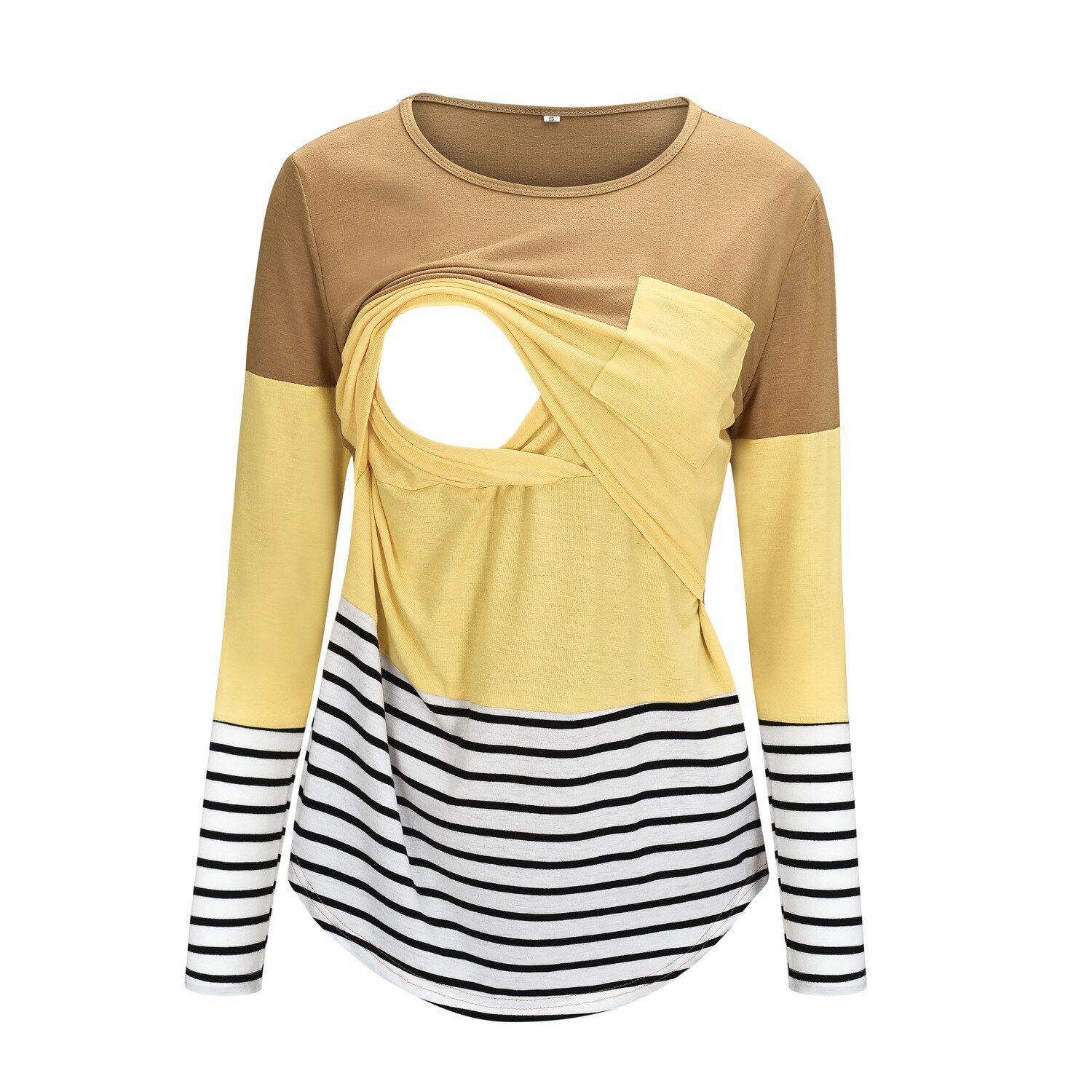 Kvinnor mamma gravid kläder blus skjorta amning mamma långärmad randiga tees kläder jurk amning