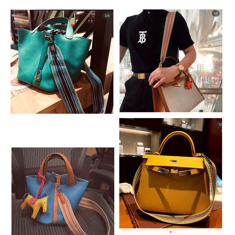 Breien brede tas riem leren handtas schouderriem accessoire zilveren gesp merk