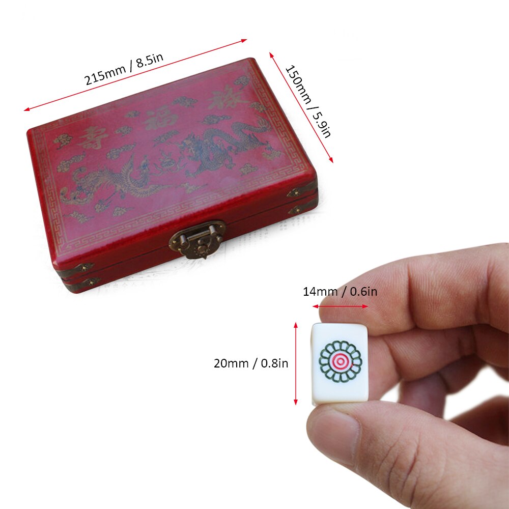 Mini Mah-Jong Set Portable Travel Mahjong Set with Box Fiber board Packaging Outdoor Camping Chinese Numbered Mahjong Set