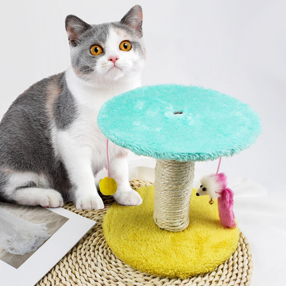 Cat Scratcher Toy Cat Scratching Platform Cat Climbing Frame Cat Kitten Jumping Platform Post Tree Scratcher Pole Yellow Blue