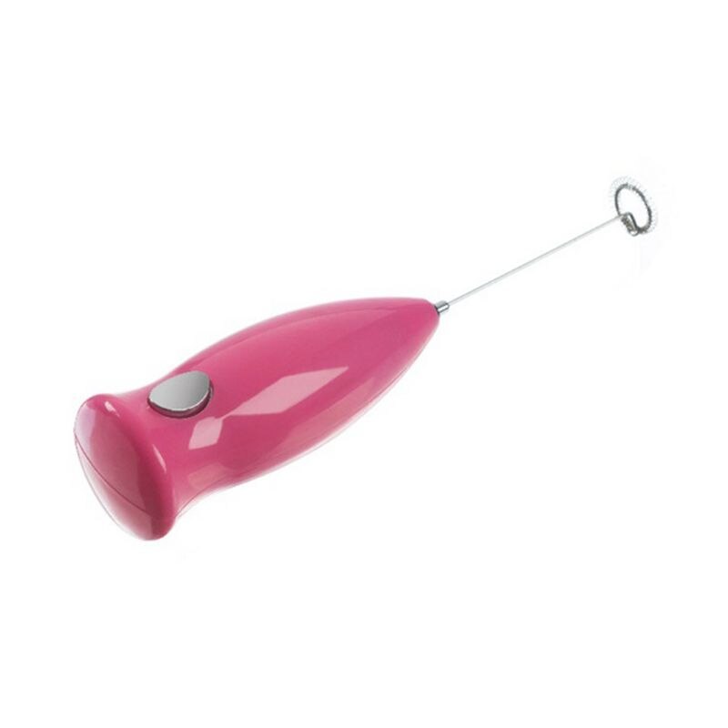 Minimixer elektrisk handhållen mixer äggvisp mjölkskummare rostfritt stål knapp försörjning köksmaterial: Rosa
