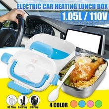 2 in 1 Car& Home Electric Heated Lunch Box Portable 12V 110V Bento Boxes Food Heater Rice Container Outdoor Travel US Plug