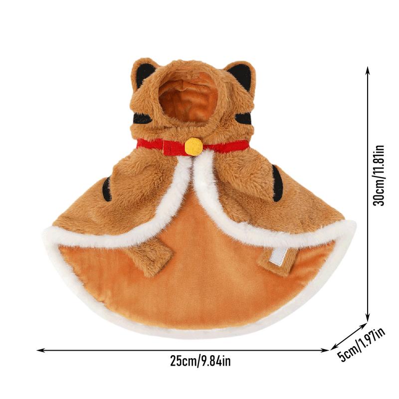 Cat Tiger Outfit Warm Cat Cloak Cat Cold Weather Clothes Warms Hooded Coat Pet Winter Clothes Pet Tiger Costume For Home Winter