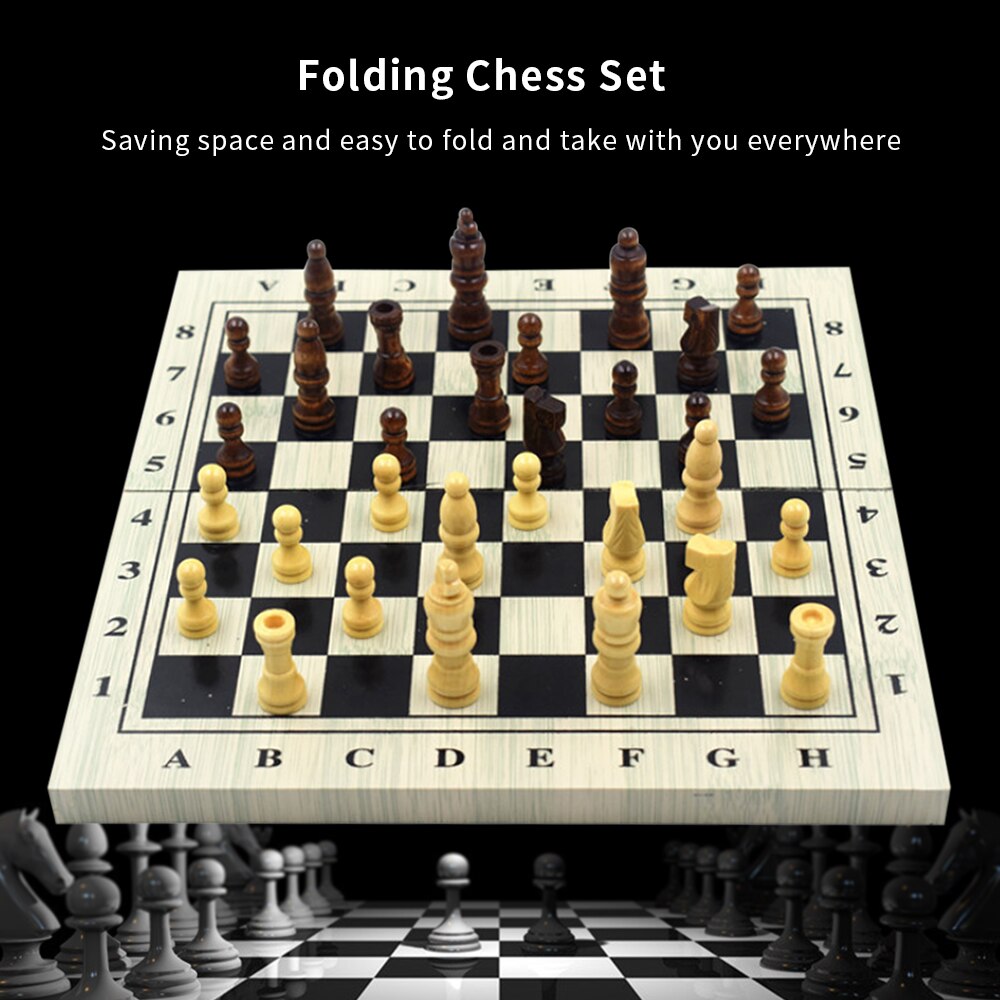 Wooden Chess Game International Chess Set Wooden Chess Pieces with Folding Chessboard for Toy or Chess toys