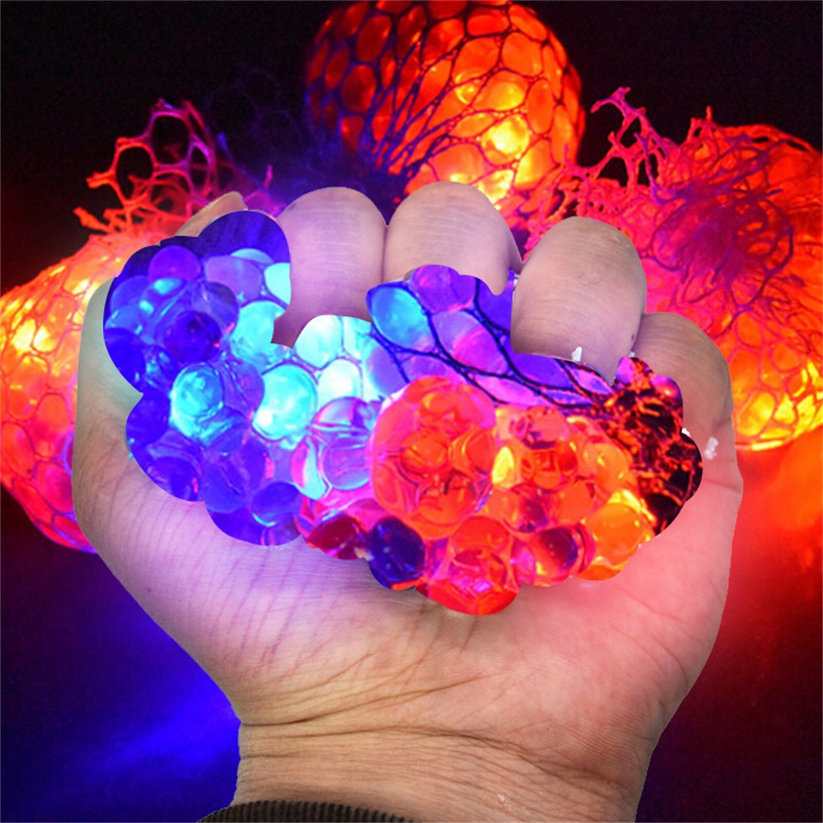 Squishy Antistress For Hand Fidget Toys Mesh Ball Led Glowing Grape Toys Anxiety Relief Stress Ball 10ml For The Year