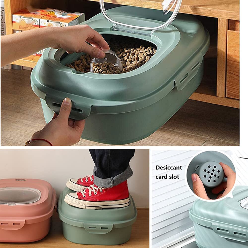 Foldable Pet Food Storage Containers Large Capacity Airtight Dog Cat Dry Food Storage Sealed Bucket Pet Accessories