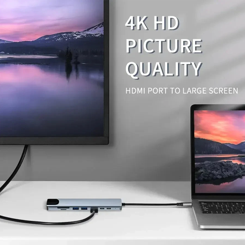 USB C HUB Type C Splitter Thunderbolt 3-dockingstation Laptopadapter met voor Macbook Air M1 iPad Pro