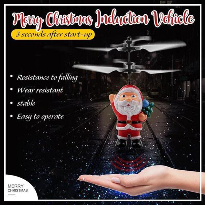 Vrolijk Kerstfeest Inductie Voertuig Vliegende Kerstman Vliegtuigen Sensor Helicopter Inductie Xmas Speelgoed Voor Kinderen Kids Lbv: Default Title