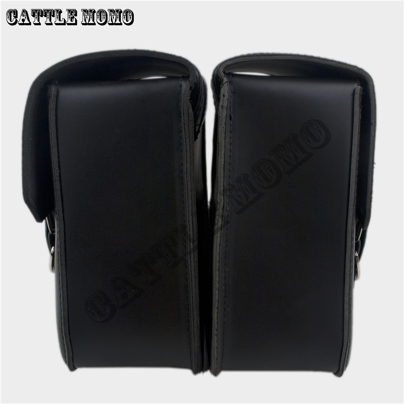 PU Leer Motorfiets Zadeltassen Side Bag Bruin/Zwart Motor Chopper Fiets Tool Bag voor Sportster XL883 XL1200 Motorfiets tassen