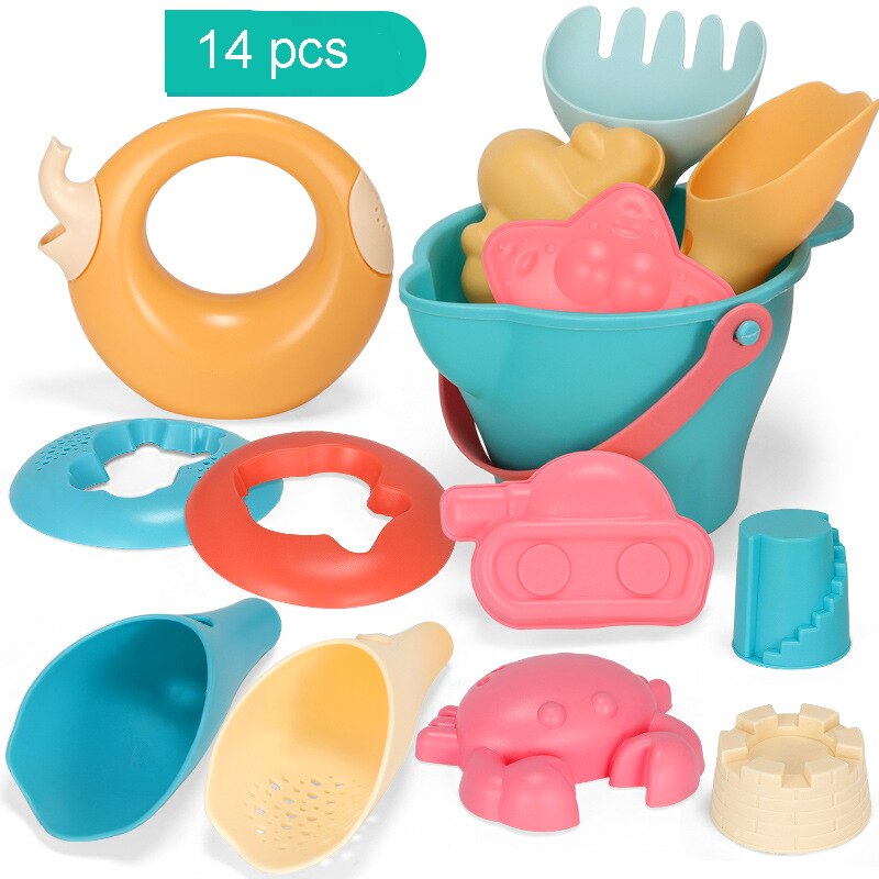 Juguetes de playa para niños bebé playa juguetes de los niños Set de caja de arena Kit de juguetes de verano para juego de playa de arena de agua juego juguetes al aire libre: 14 pcs