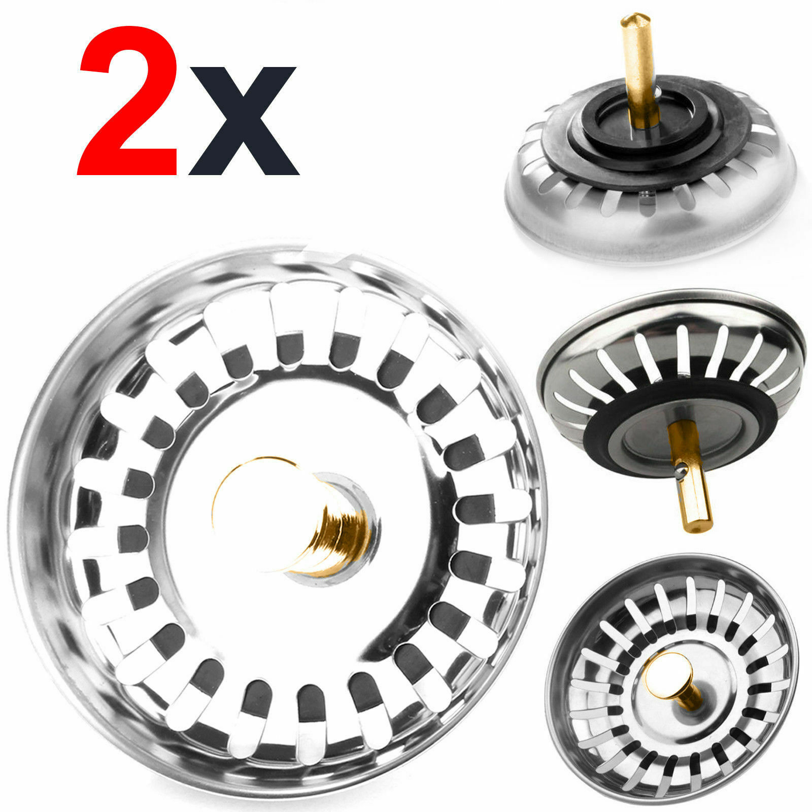 1x Premium Kitchen Sink Replacement Drain Waste Plug Basin Strainer Drainer 78mm Strainer Hole Drain Filter Trap Metal Sink