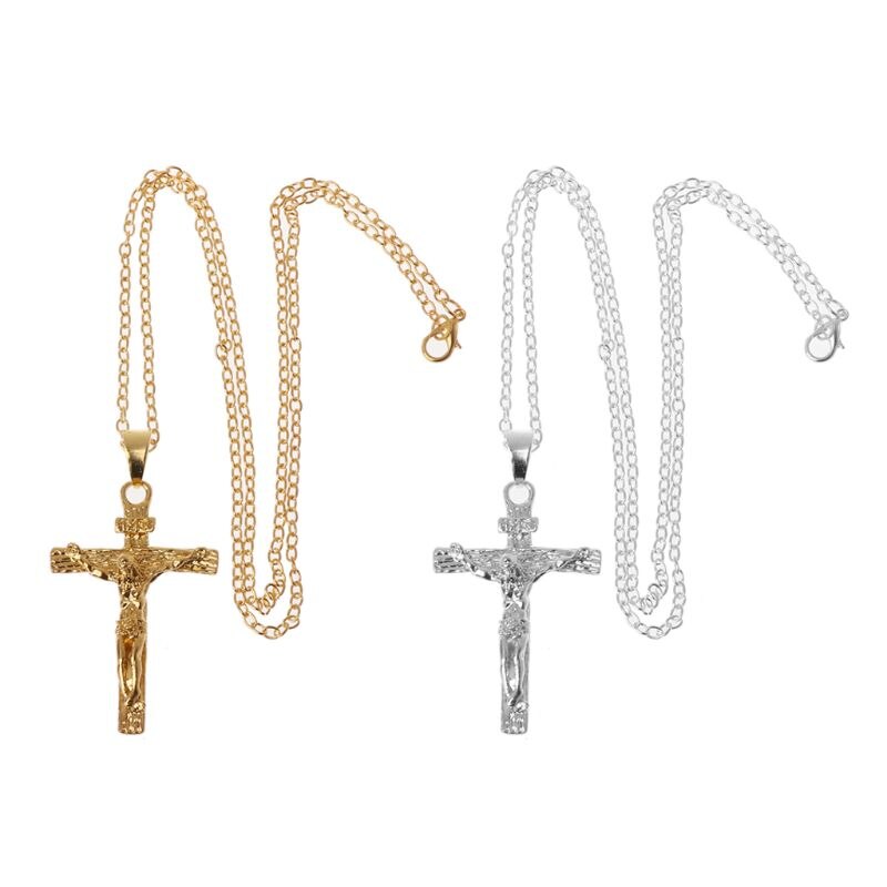Katolsk jesus christ on inri cross crucifix vedhæng halskæde smykker  n58f