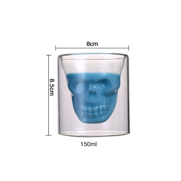 Dobbeltlagsskalle vinglass vodka whisky brandy krus rom øl krystallkopper kjøkken bar vin sett drinkware gutt: L -150ml