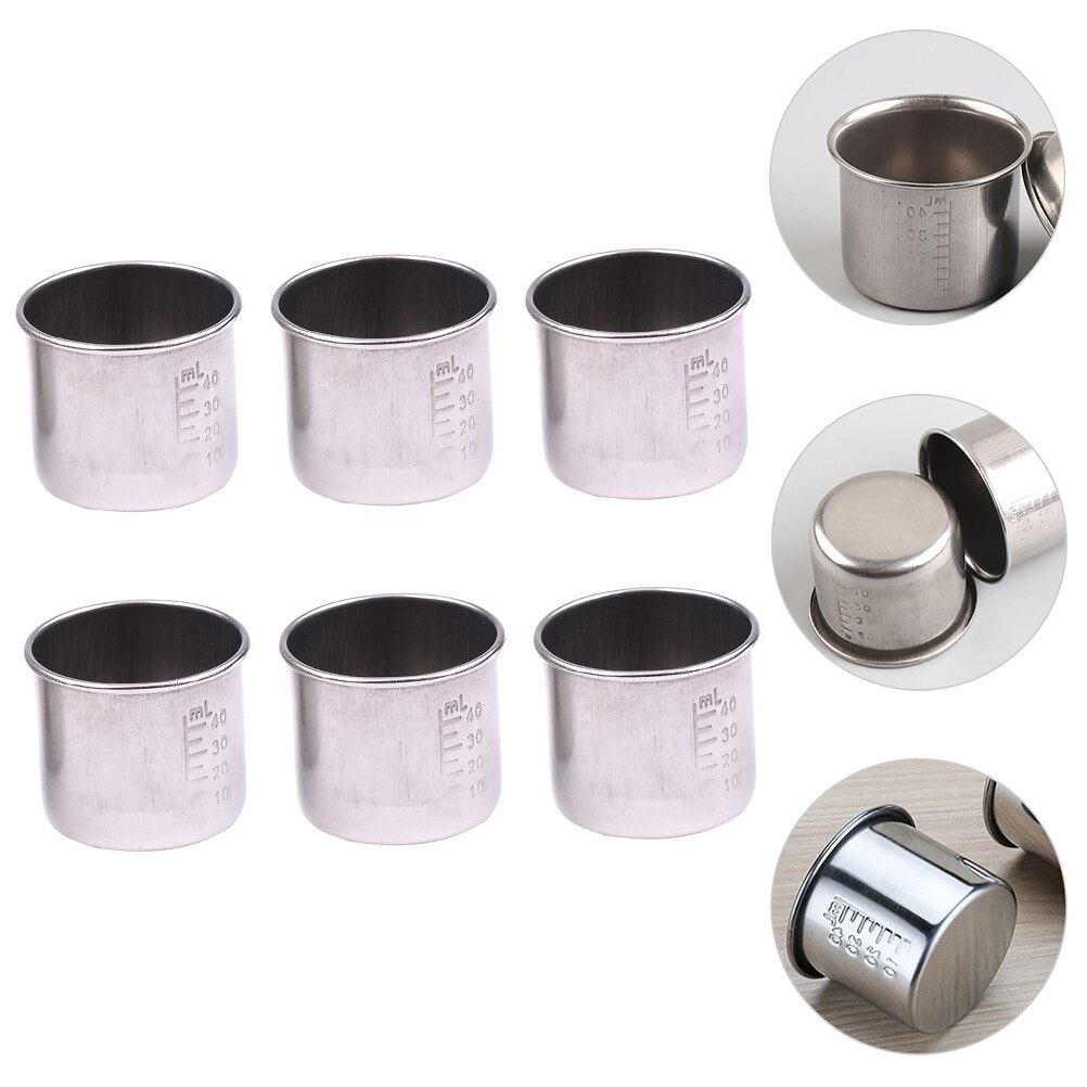 6pcs Graduated Volumetric Beaker Labs Measuring Cups Stainless Steel Scale Beaker