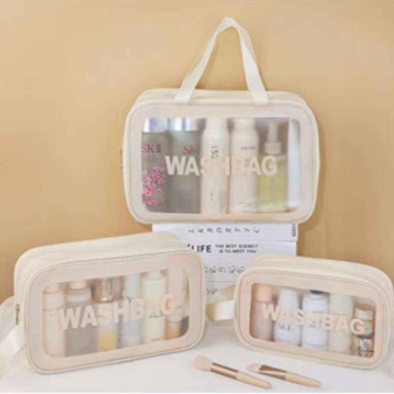 Cosmetic bag female portable advanced travel large-capacity waterproof cosmetic storage bag box wash bag: Khaki