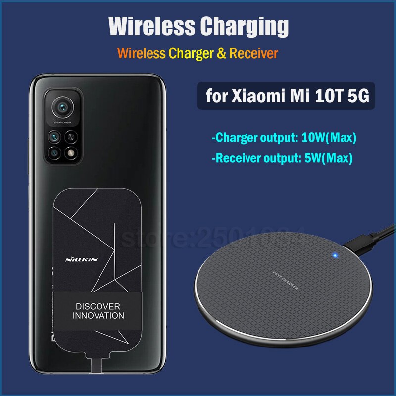 Cargador inalámbrico para Xiaomi Mi 10T, 5G, 6,67 '', Qi, receptor de carga, adaptador, funda de
