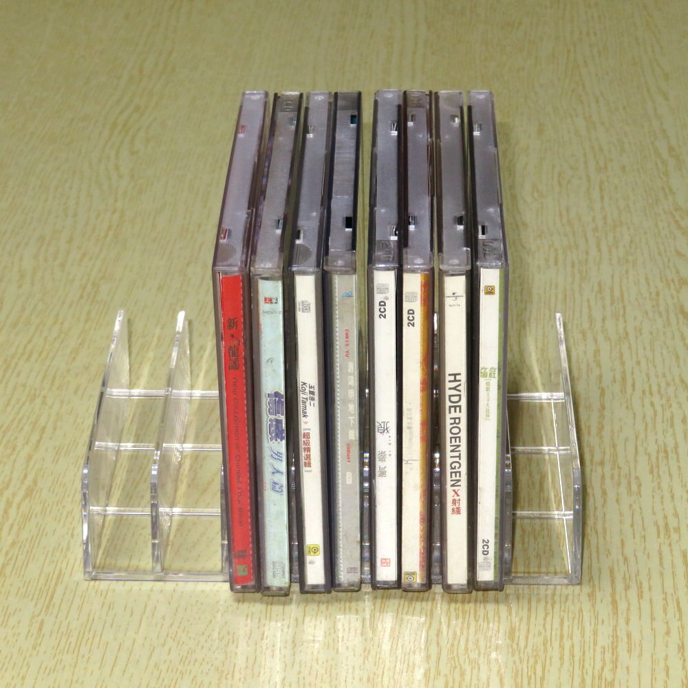 Clear Acrylic CD DVD Holder Storage Rack Tray CD Disk Case Space Organizer