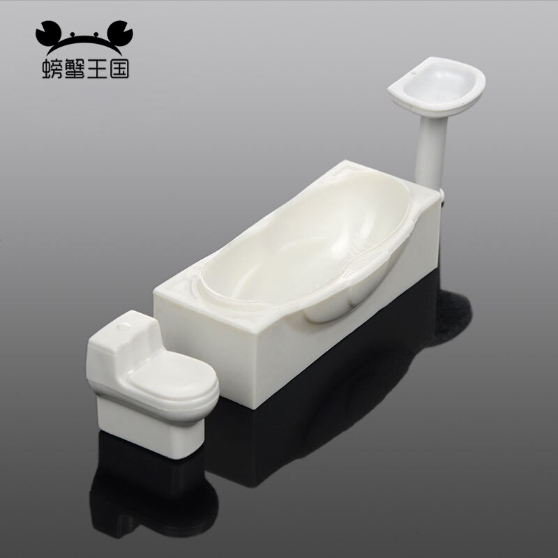 3pcs/set 1:25 1:30 Bathroom Furniture Dollhouse Closestool Bathtub Wash Basin Model Set Toy Dollhouse Miniature