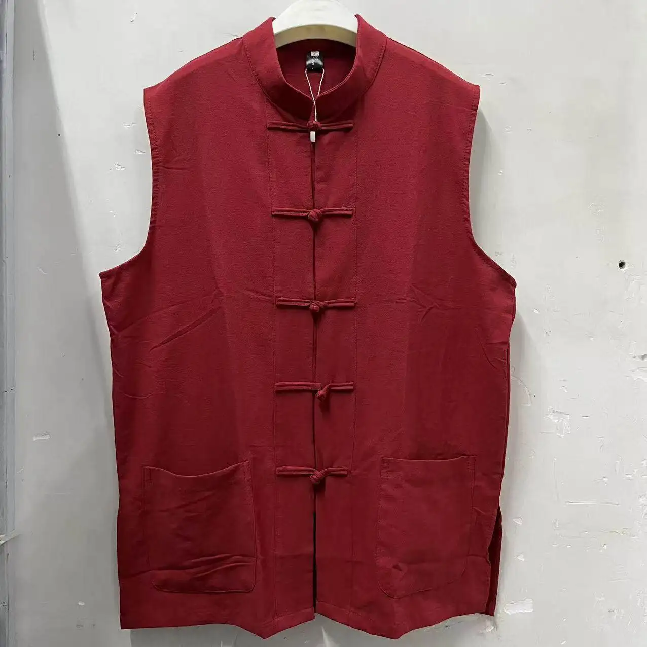 Losvallend katoenen linnen vest met knoopsluiting, plus size heren casual kleding, comfortabel, ademend, lichtgewicht topje