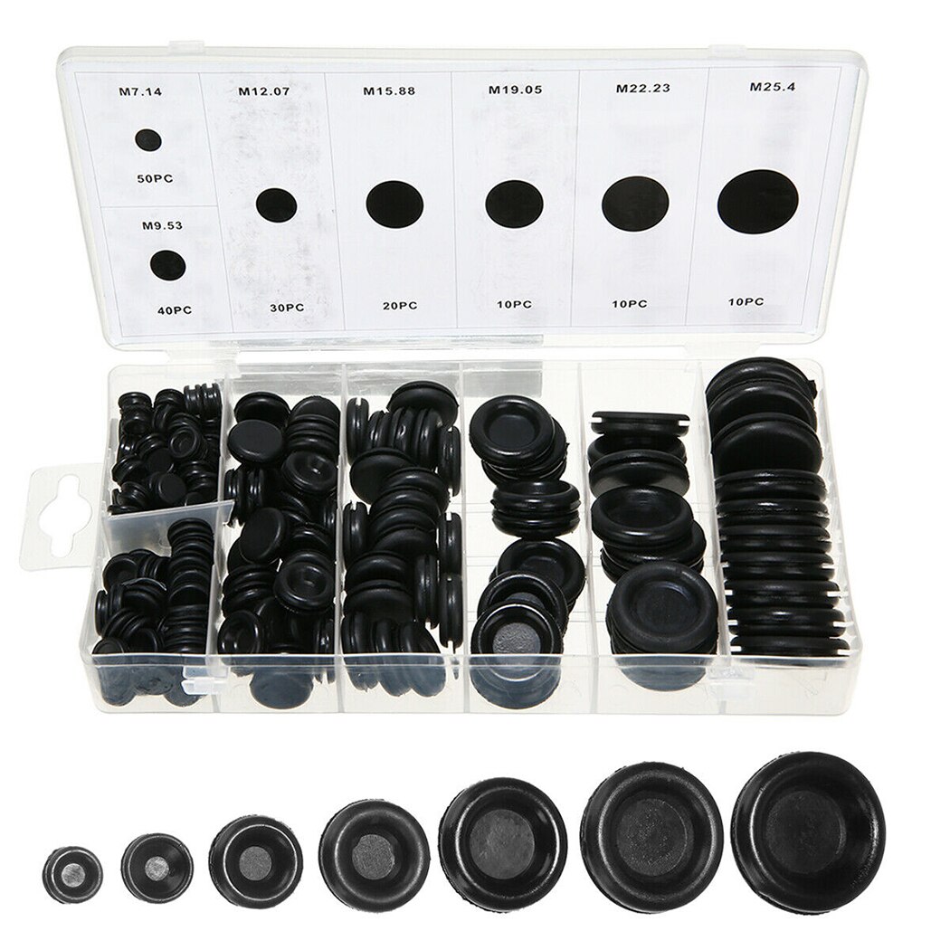 Black Hole Plug 170pcs Rubber Firewall Hole Plug Car Electrical Gasket