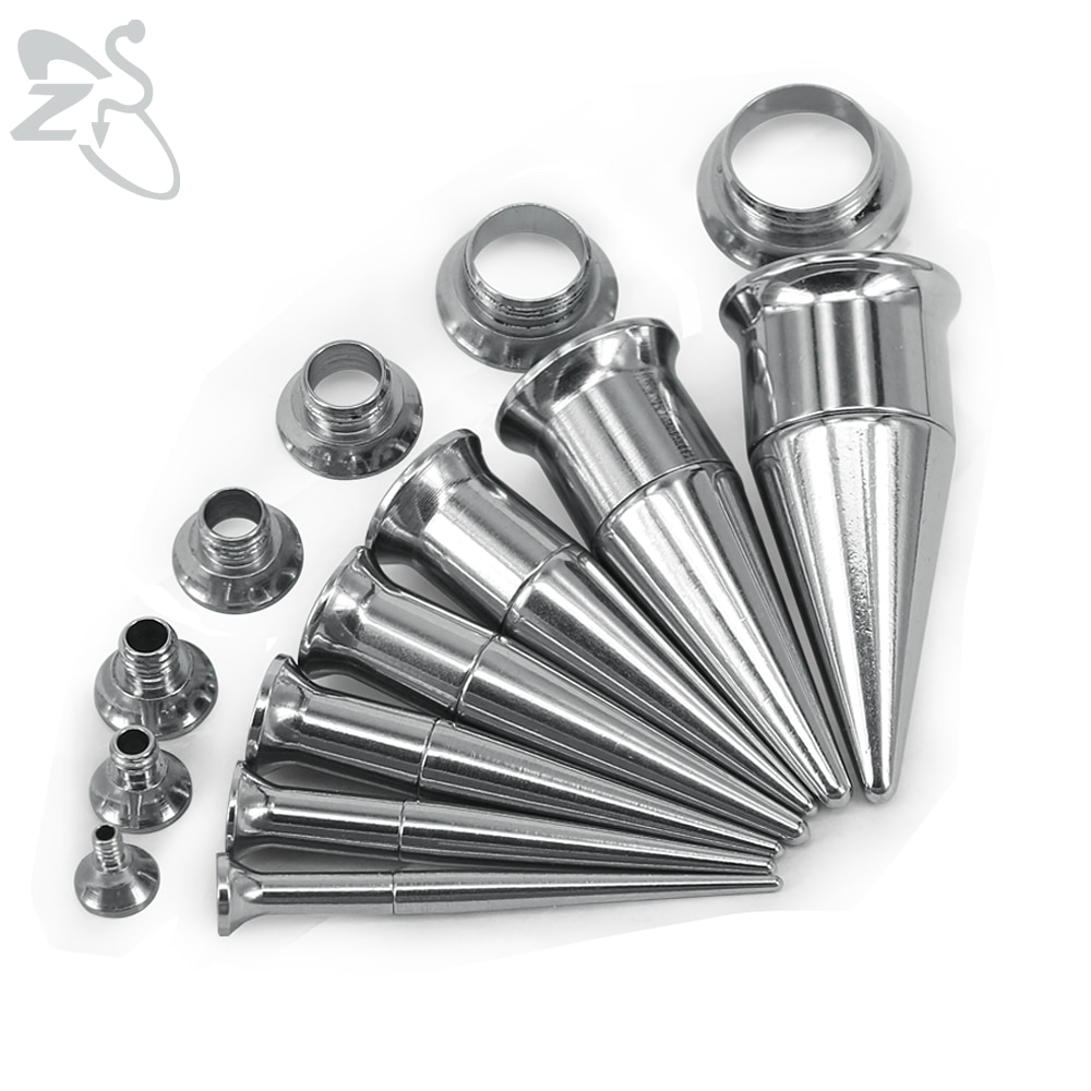 Trendy Dubbele Flared Ear Plug Tunnel Rvs Geschroefd Oor Versmalt Stretching Kits en Tunnel Oor Meters Piercing Sieraden