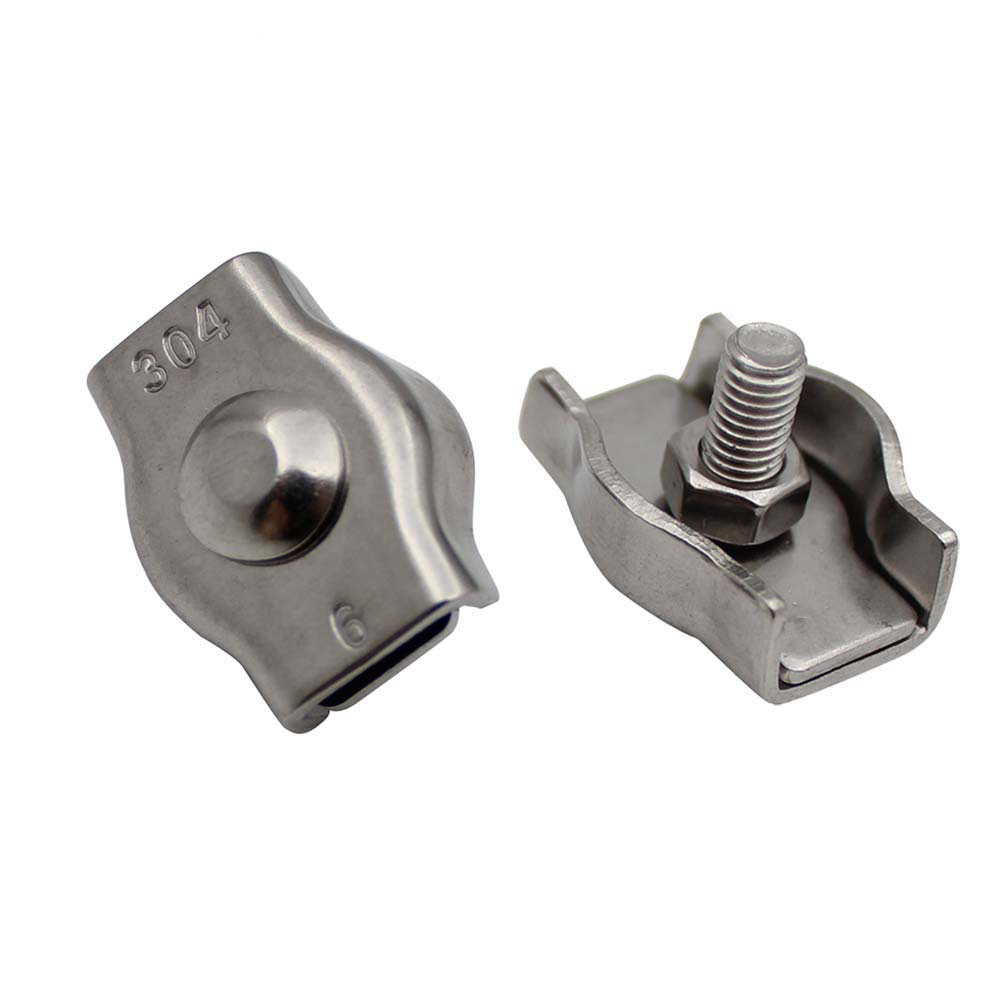 15 stk 304 rustfritt stål metall  m2-m6 ståltau chuck lås enkelt dobbelt klippe kort dobbelt kort hode klips feste stål tau spenne