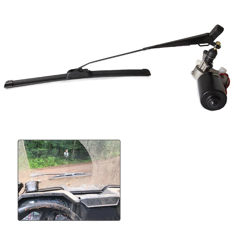 Universal UTV Electric Windshield Wiper Motor Kit Assembly with Spray Bottle for Polaris Ranger RZR 900 Kawasaki Honda