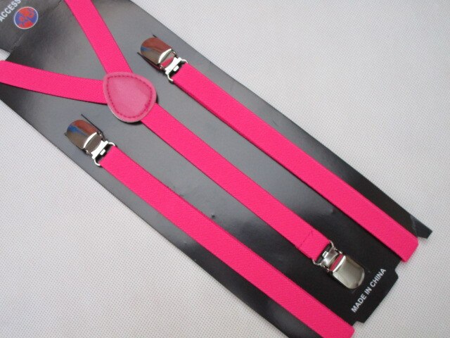 Freies Neue Herren 1,5 cm Breit Einfarbig Einstellbare Clip-auf Dünne Dünne Hosenträger Elastische Hosenträger für Frauen: Rose Red