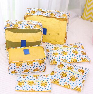 Vliegende vogels reistassen vrouwen reizen bakken opbergtas Pakket Reizen Ondergoed zak afdrukken 6 stks/set waterdicht pouch LM4096fb: yellow smeil