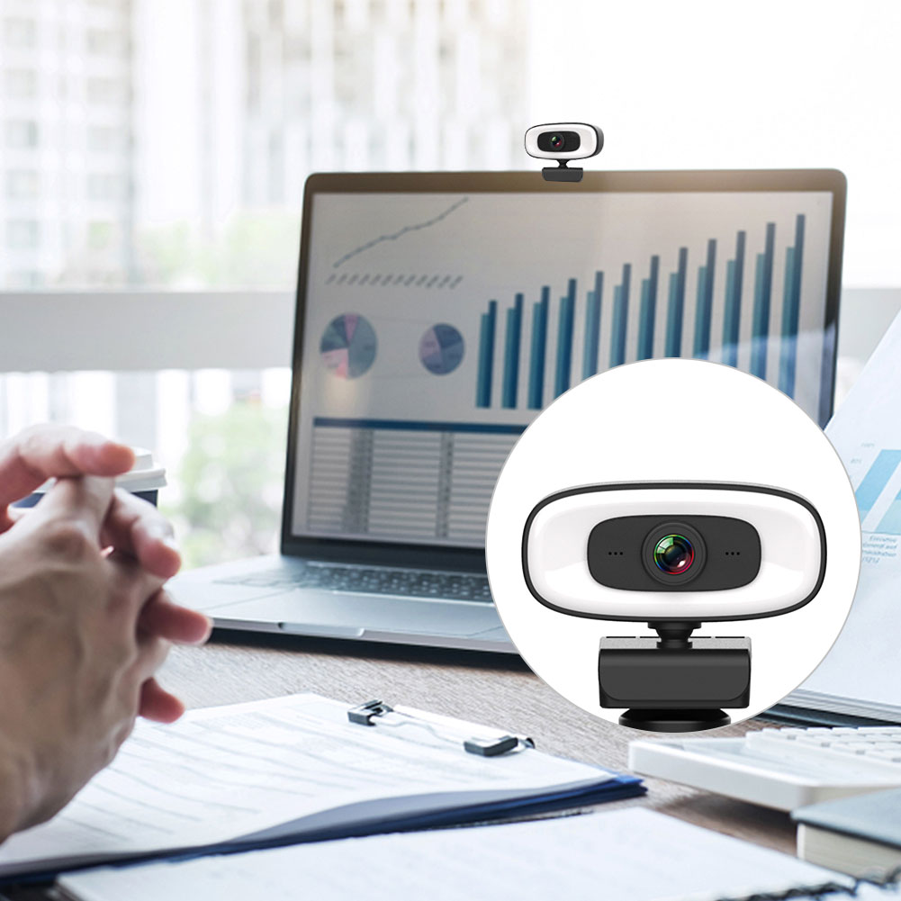360 Degree Rotatable Computer Webcam Online Classes Wide Angle Camera Calling Gaming Desktop Laptop With Microphone USB HD Video