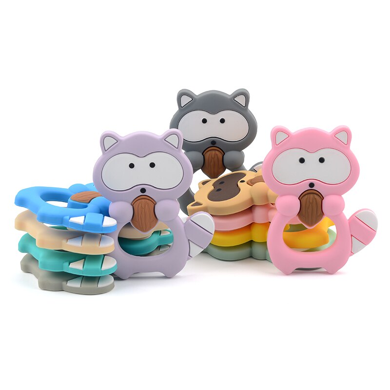 Raccoon Silicone Teether 1pc Silicone Beads Soft teether DIY Baby Teething Toys Necklace Accessories Infant Chew Toys