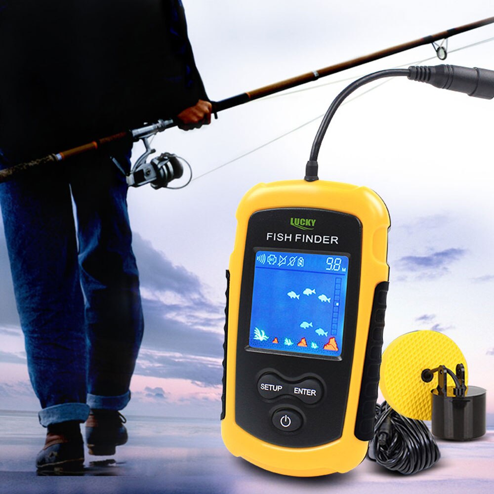 Color Display Portable Fish Finder Sonar Sounder Alarm Transducer Fishfinder 0.7-100m Fishing Echo Sounder With English