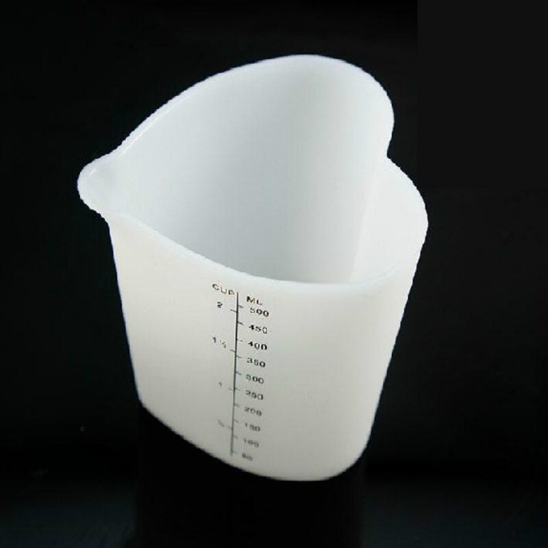 500 ML Squeeze en Giet Siliconen Maatbekers Hartvorm Dikker Zachte Ovenvaste Flexibele Pinch Giet Cup Bakken Tools voor Cake