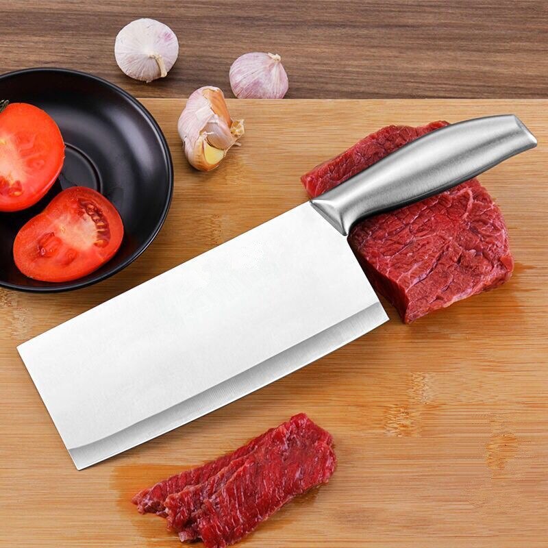 Couteau de cuisine en acier inoxydable 3Cr13, pour hacher la viande chinoise, légumes de boucher, soudage sans soudure, couteau à couperet en acier inoxydable: Default Title