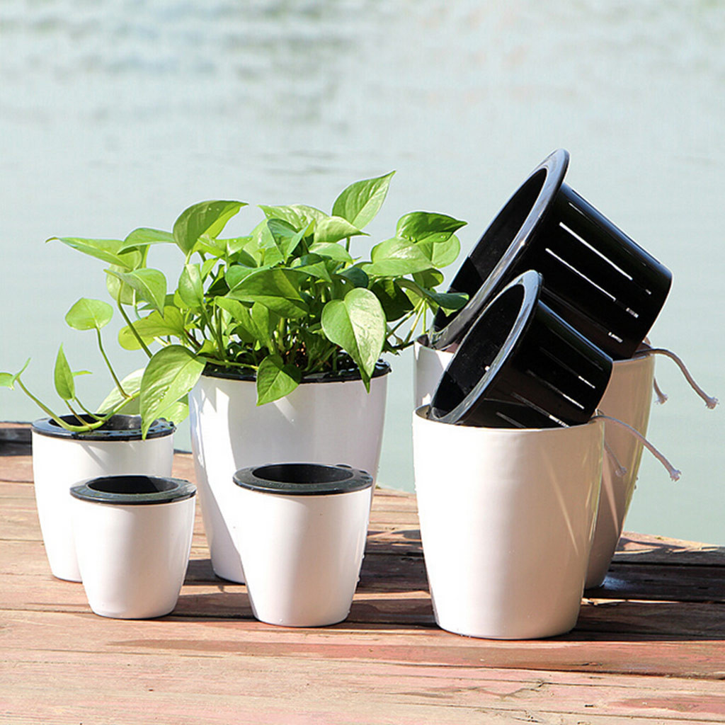 Lazy Flower Pot Automatic Water Absorption Plastic Pot Green Plant Water Culture