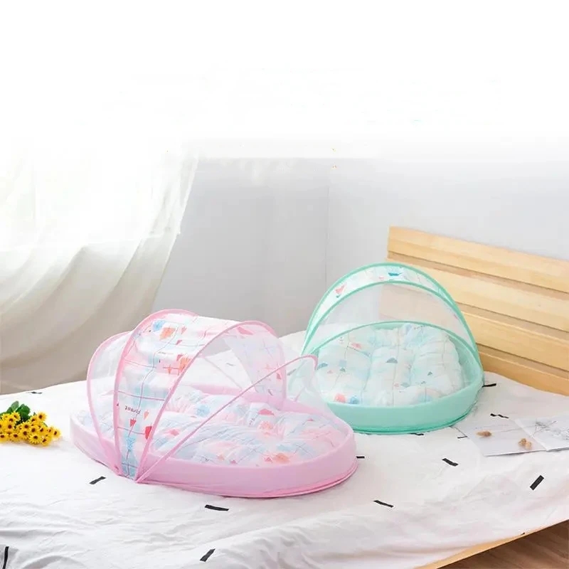 Recém-nascido Anti-queda Mosquiteiro, portátil, sem instalação, dobrável, cama estilo moderno, 4 estações, 3 pcs set