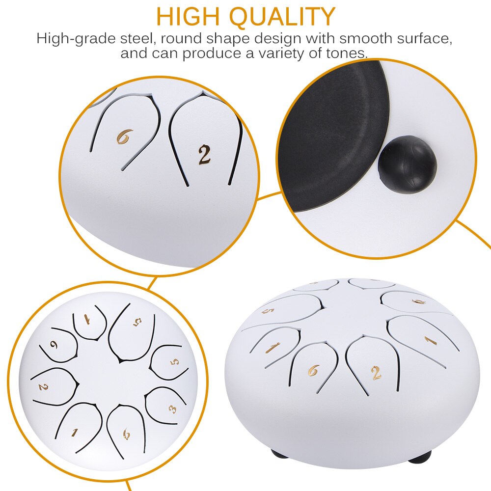 6 Inch Tong Drum Staal Tong Drum 8 Tune Hand Pan Drum Tanks Hang Drum Met Drumsticks Draagtas Percussie instrumenten