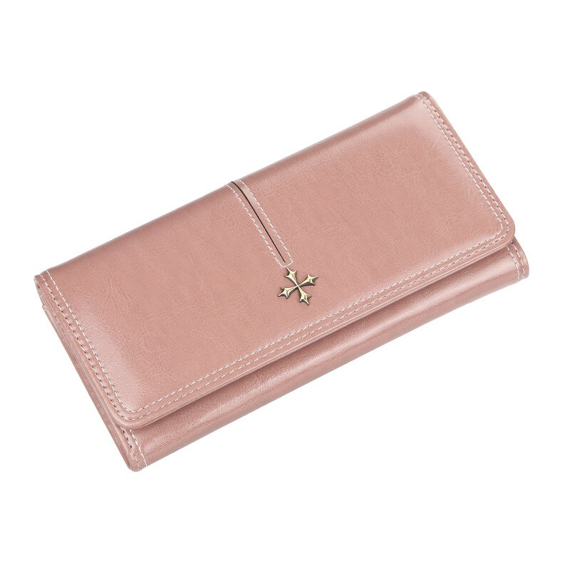 Long Women Wallets Card Holder Sequined Female Purse PU Leather Zipper Brand Wallet For Women: Pink