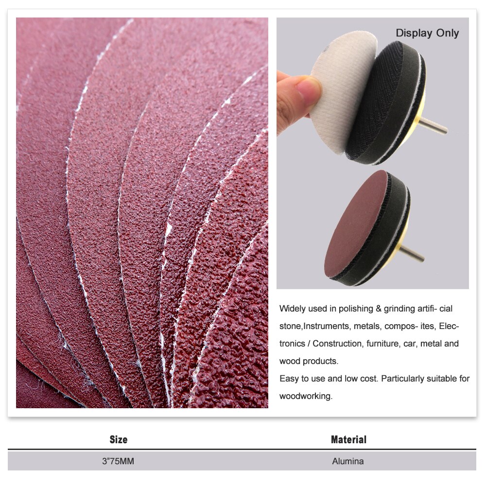 Disco de lixa para lixa de metal e madeira, 60 a 2000mm de óxido de alumínio com gancho e laço de secagem, disco de lixar metal e madeira