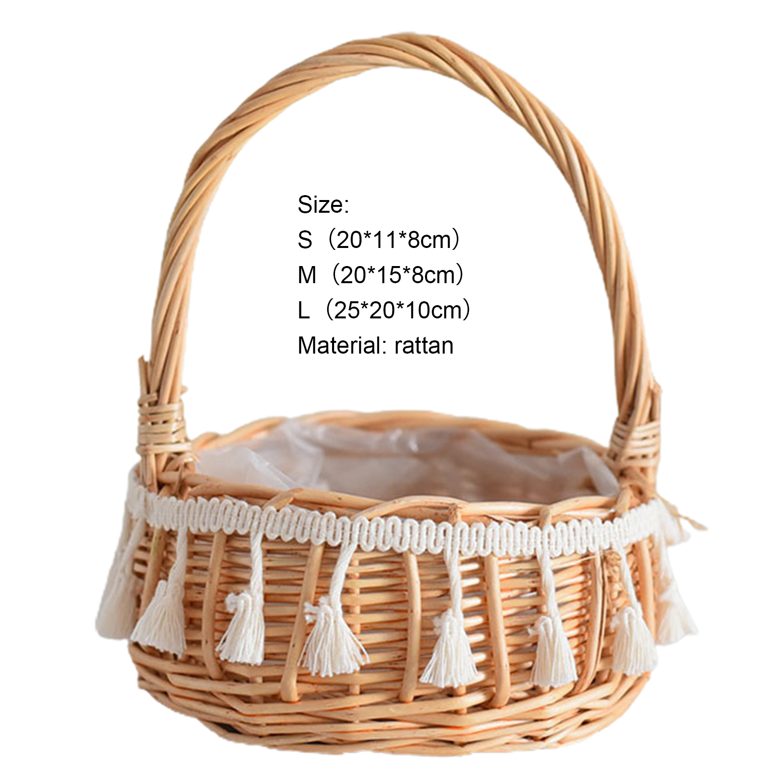 Flettede kurve håndtag flettet fletkurv håndlavet rattan opbevaringskurv med sløjfe retro dekorativ flettet urtepotte