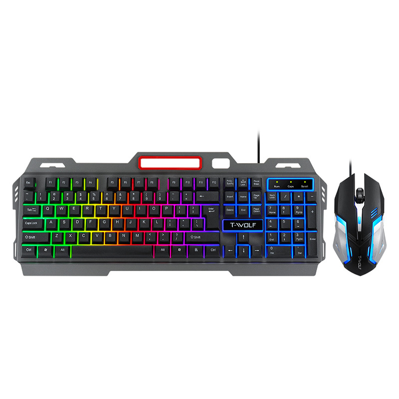 EAOR RGB Gaming Keyboard Mouse Combo Metal Panel Waterproof Mechanical Feel 104-key Gaming Keyboard Mouse Set for Desktop Laptop: Default Title